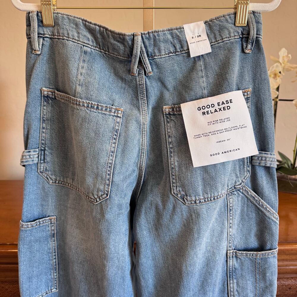 Good American Good Ease Mid-Rise Relaxed Carpenter Jeans NWT Size 2/26 - Picture 5 of 9